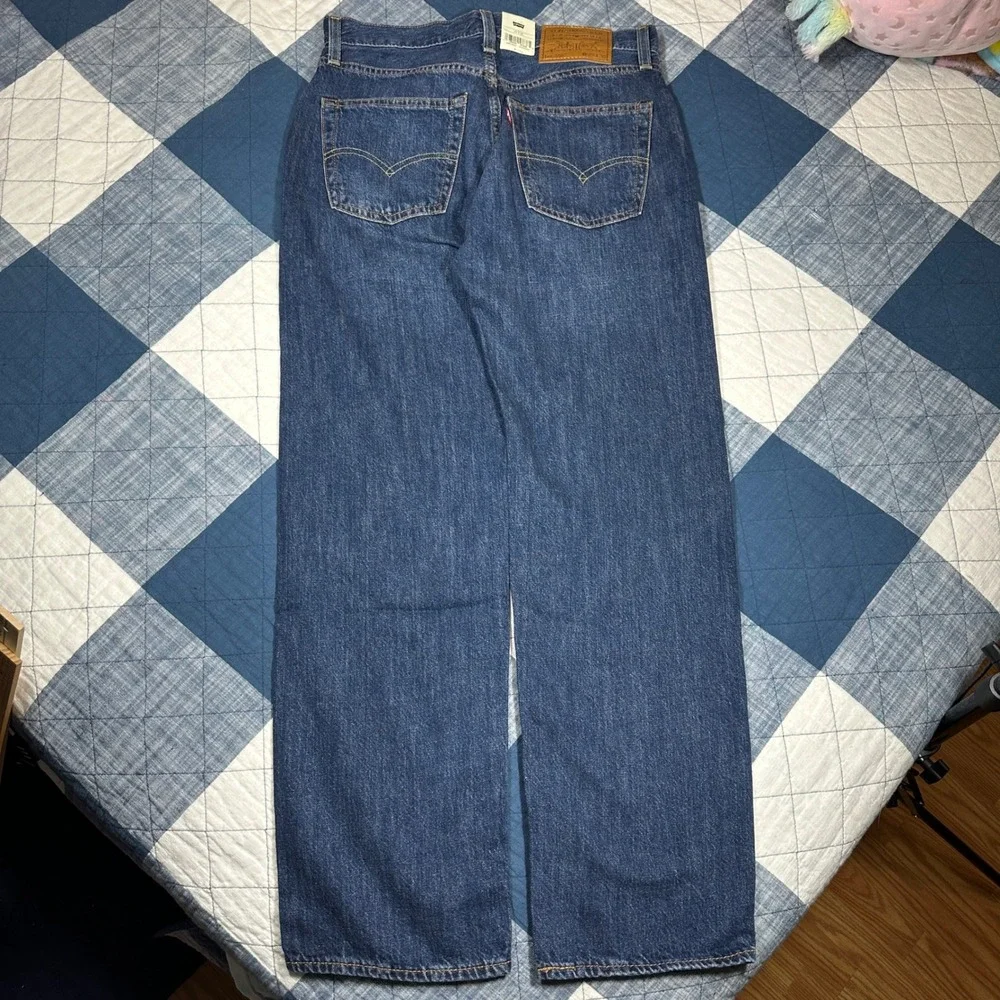 NWT Levis Premium 555 Relaxed Straight Jeans Blue Linen Blend 29x30 Lightweight